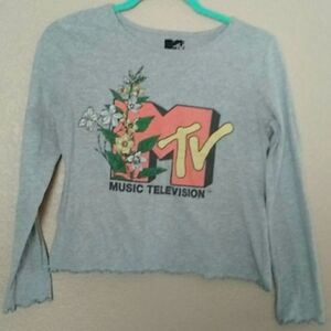 MTV Girls Gray Long Sleeves with flowers Top